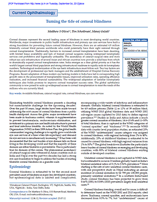 Turning the Tide of Corneal Blindness